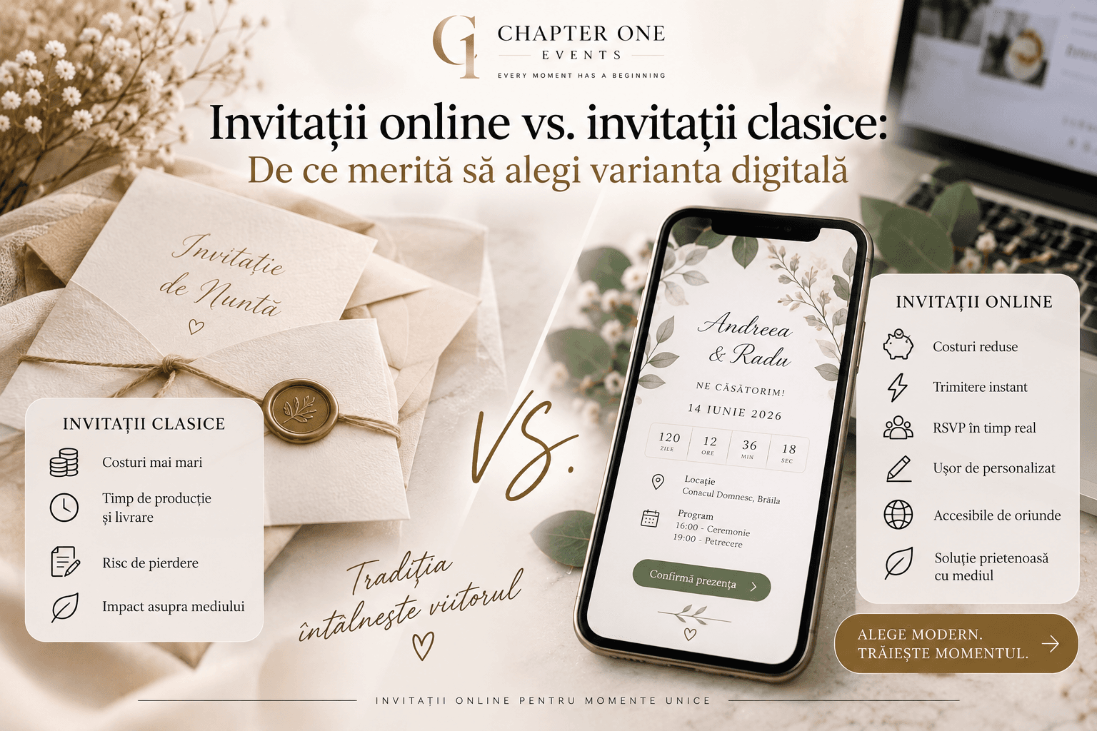 Invitații online vs. invitații clasice: De ce merită să alegi varianta digitală