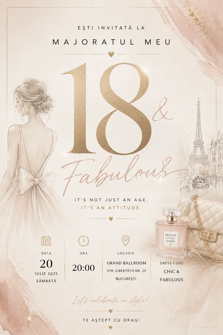 Invitație digitală 18 & Fabulous — Aniversări