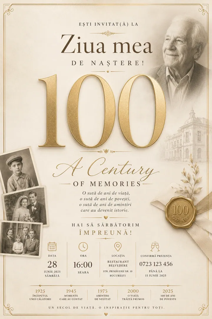 Invitație digitală A Century of Memories