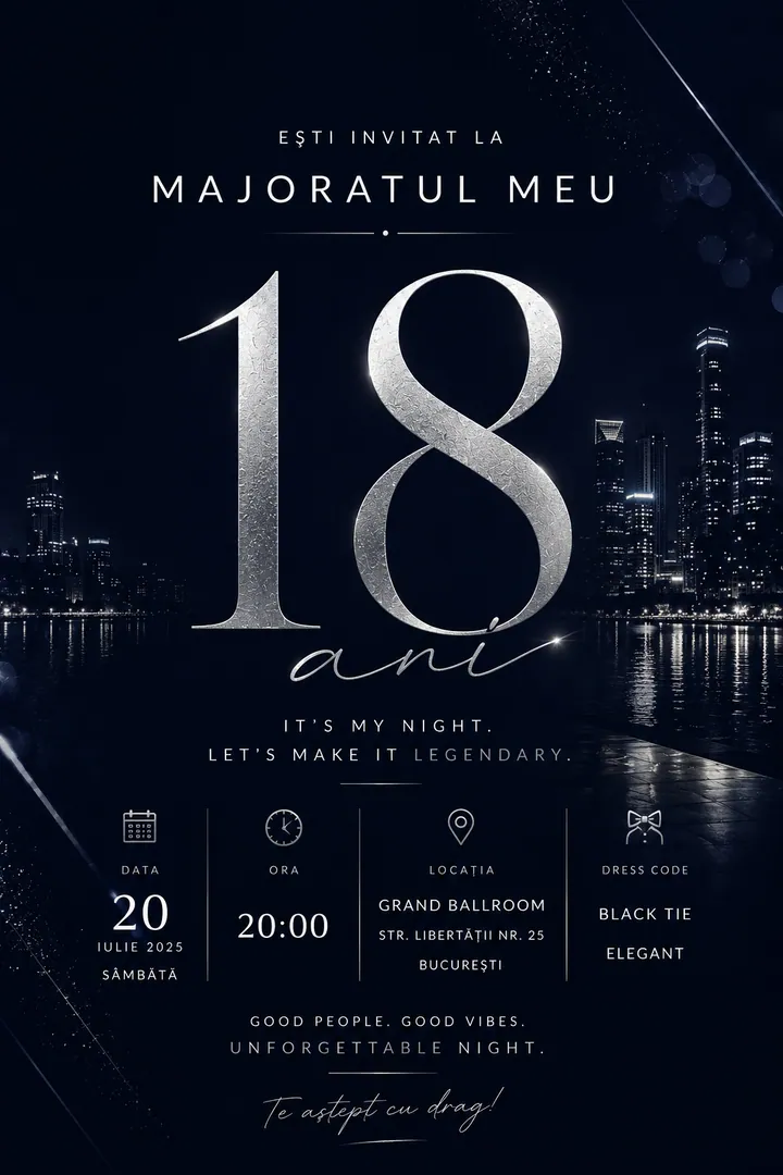 Invitație digitală After Dark — Aniversări