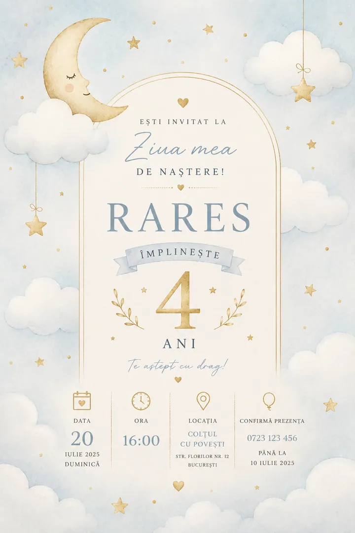 Invitație digitală Cloudy Day — Aniversări