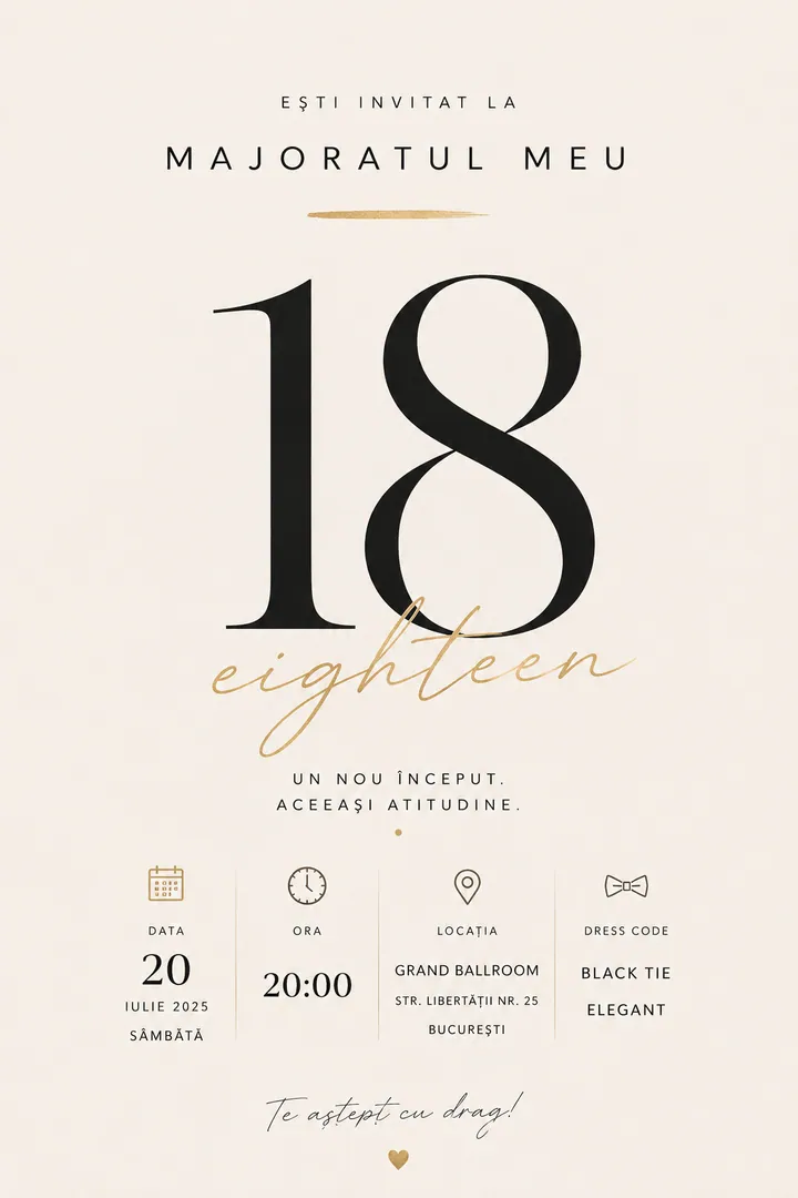 Invitație digitală Eighteen — Aniversări