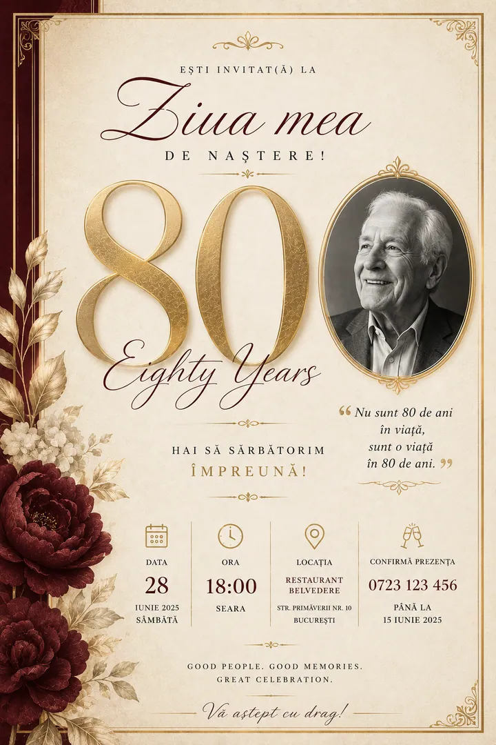 Invitație digitală Eighty Years