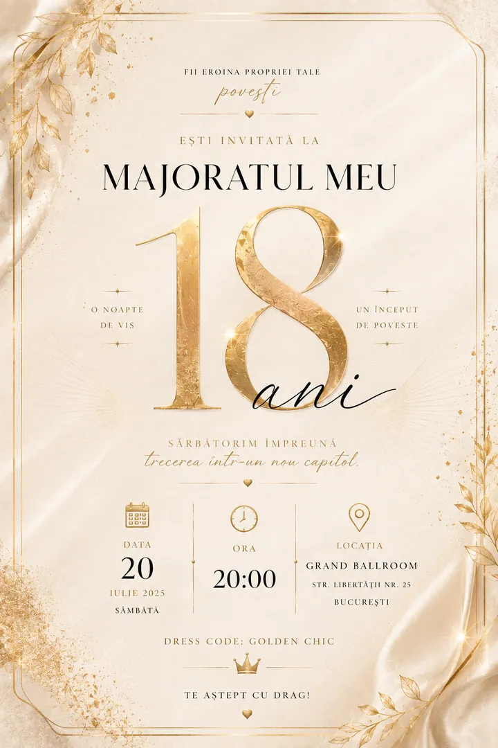 Invitație digitală Golden Era — Aniversări