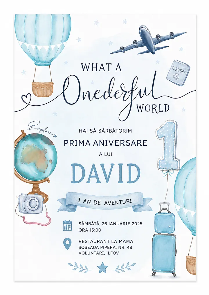 Invitație digitală Onederful World