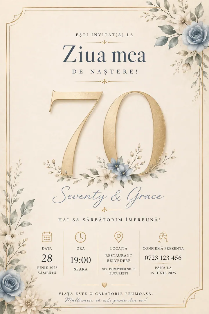 Invitație digitală Seventy & Grace