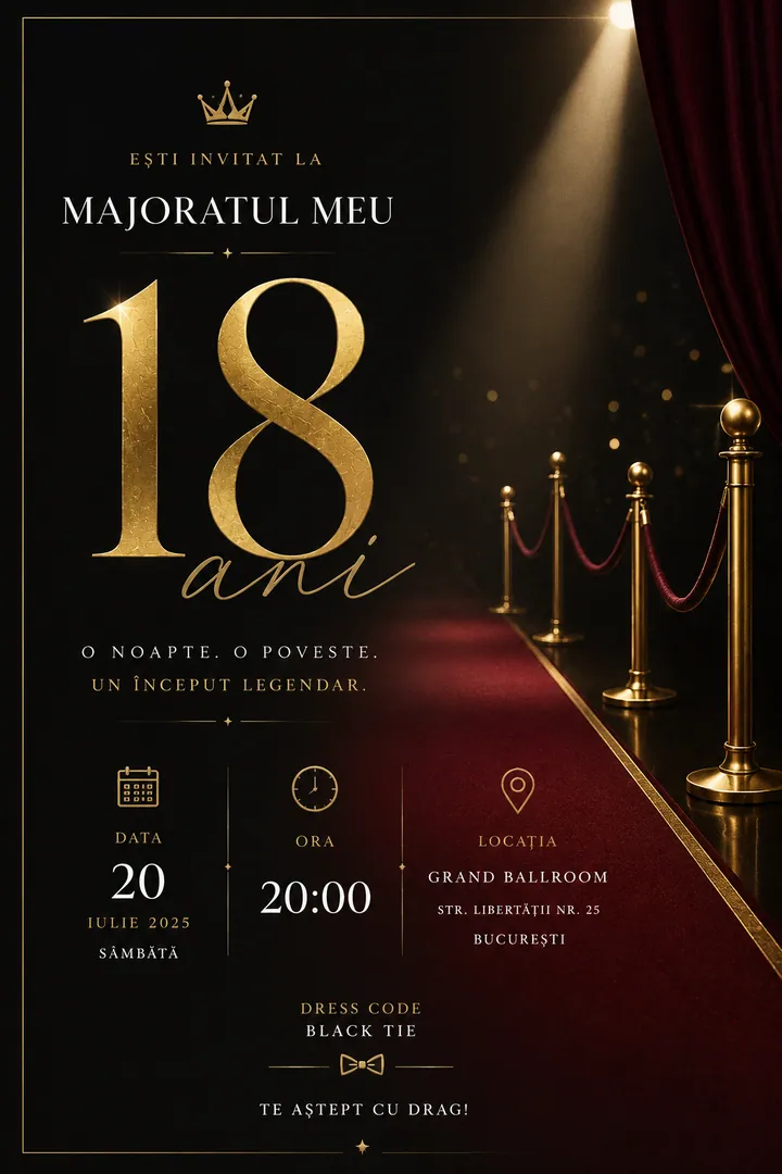 Invitație digitală The Grand Entrance — Aniversări