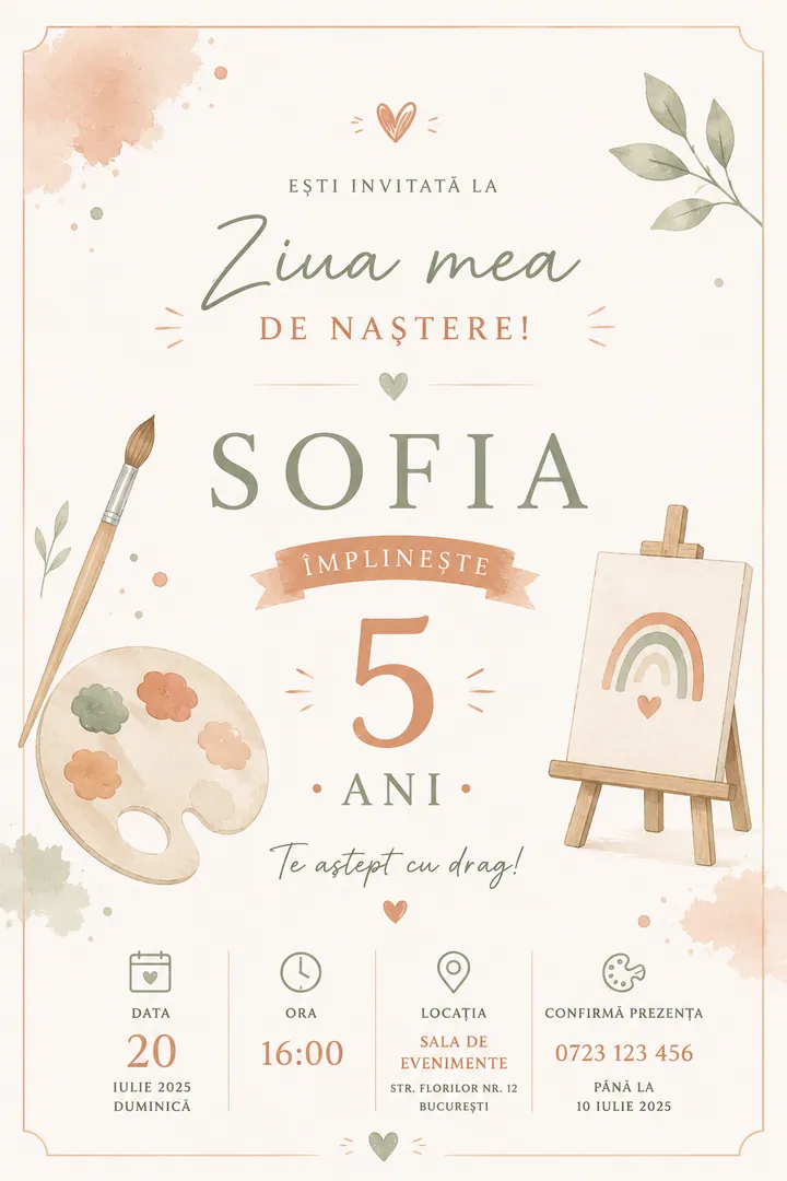 Invitație digitală The Little Artist — Aniversări