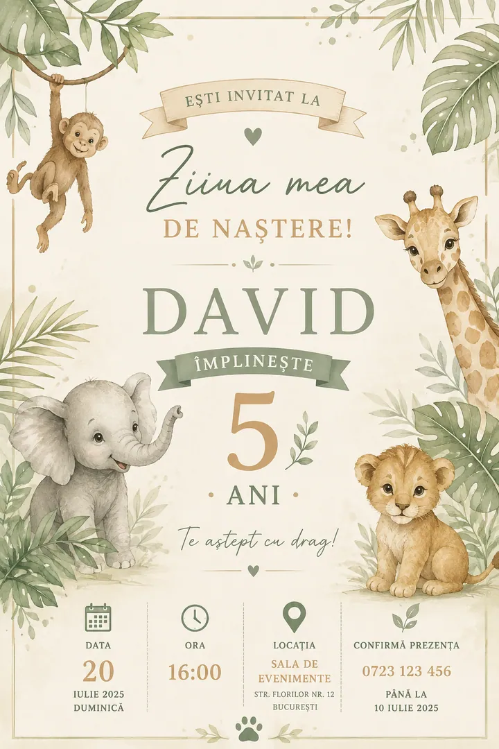 Invitație digitală Wild & Free — Aniversări