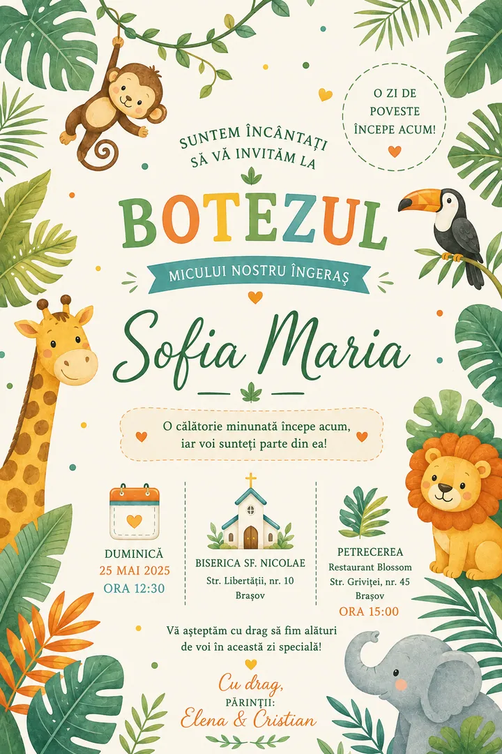 Invitație digitală Jungle Party