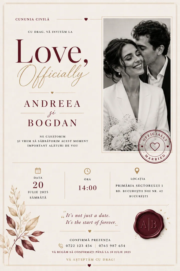 Invitație digitală Love, Officially