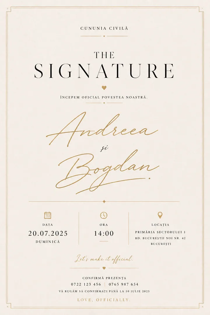 Invitație digitală The Signature