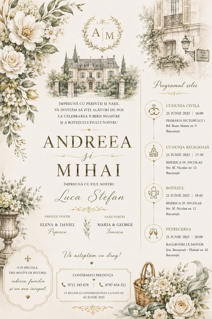 Invitație digitală Maison de Famille