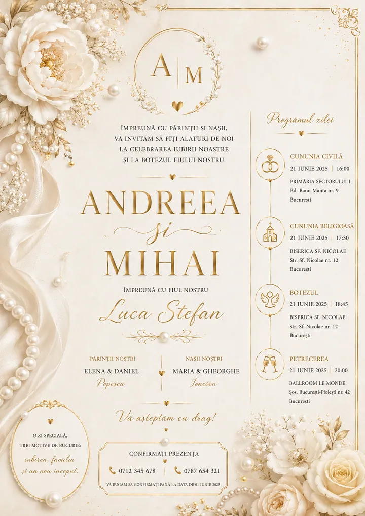 Invitație digitală Pearl & Bloom