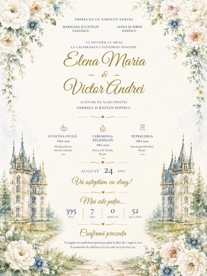 Invitație digitală Château d'Amour — Nuntă