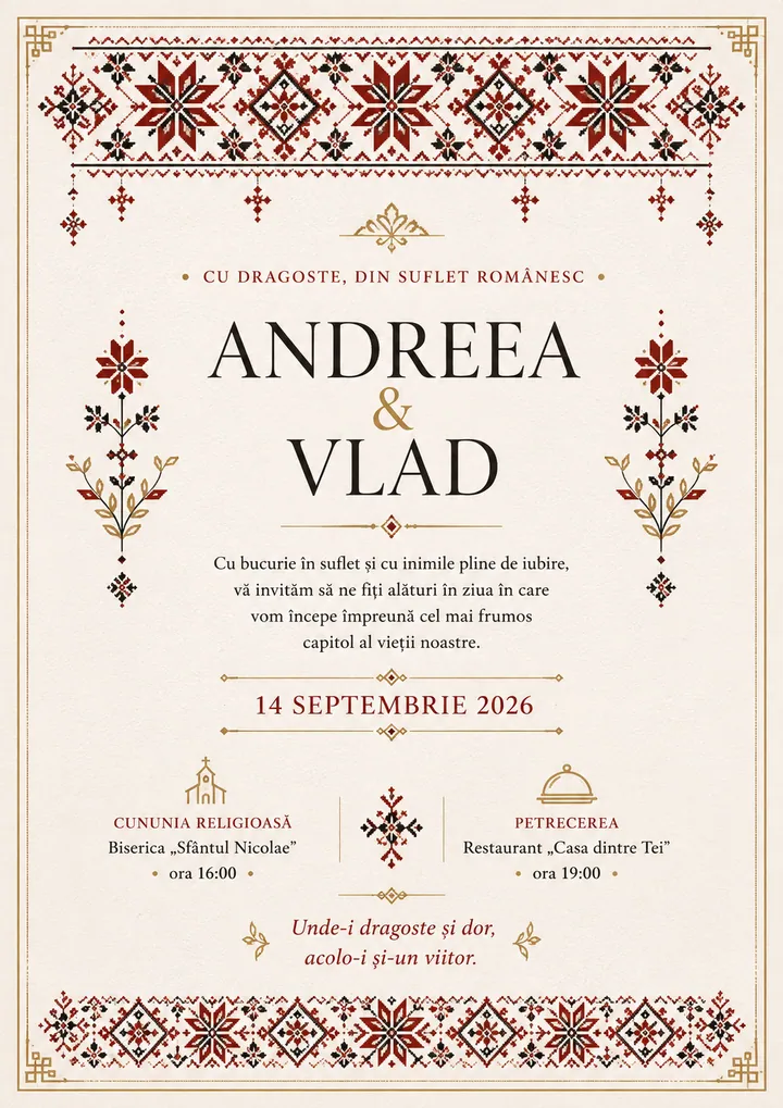 Invitație digitală Dor Românesc