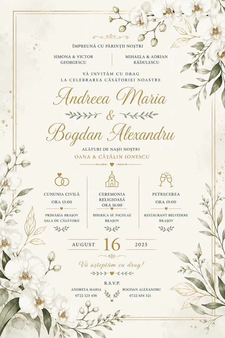Invitație digitală Ivory Orchid — Nuntă