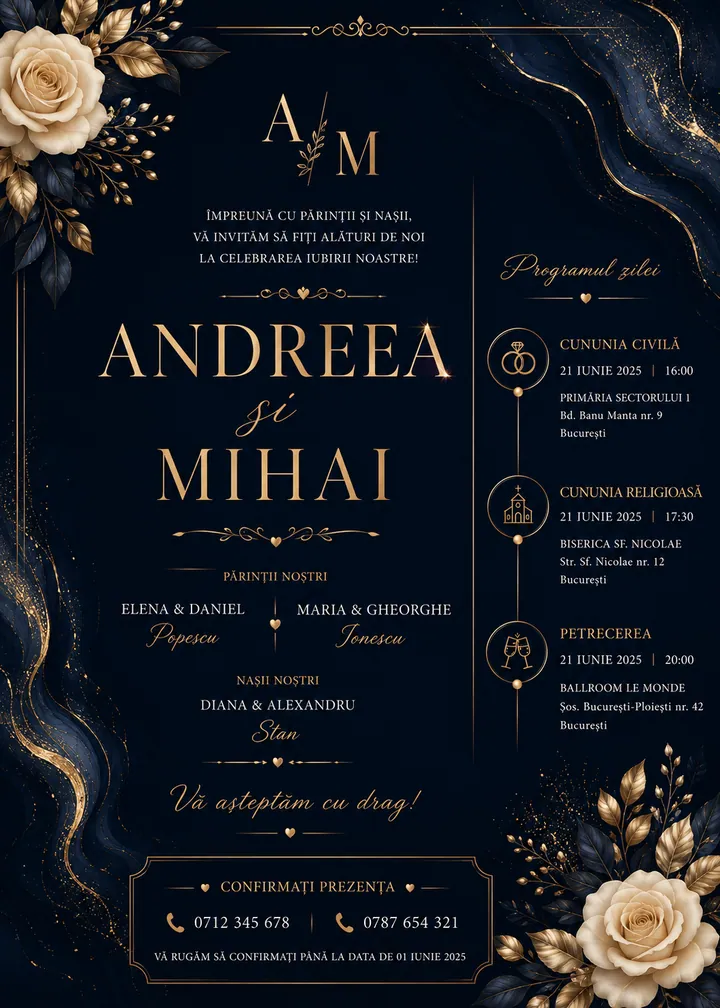 Invitație digitală Midnight Affair — Nuntă