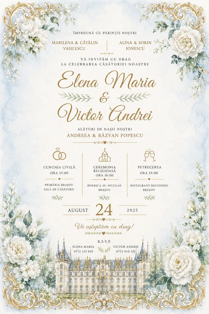 Invitație digitală Royal Éclat — Nuntă