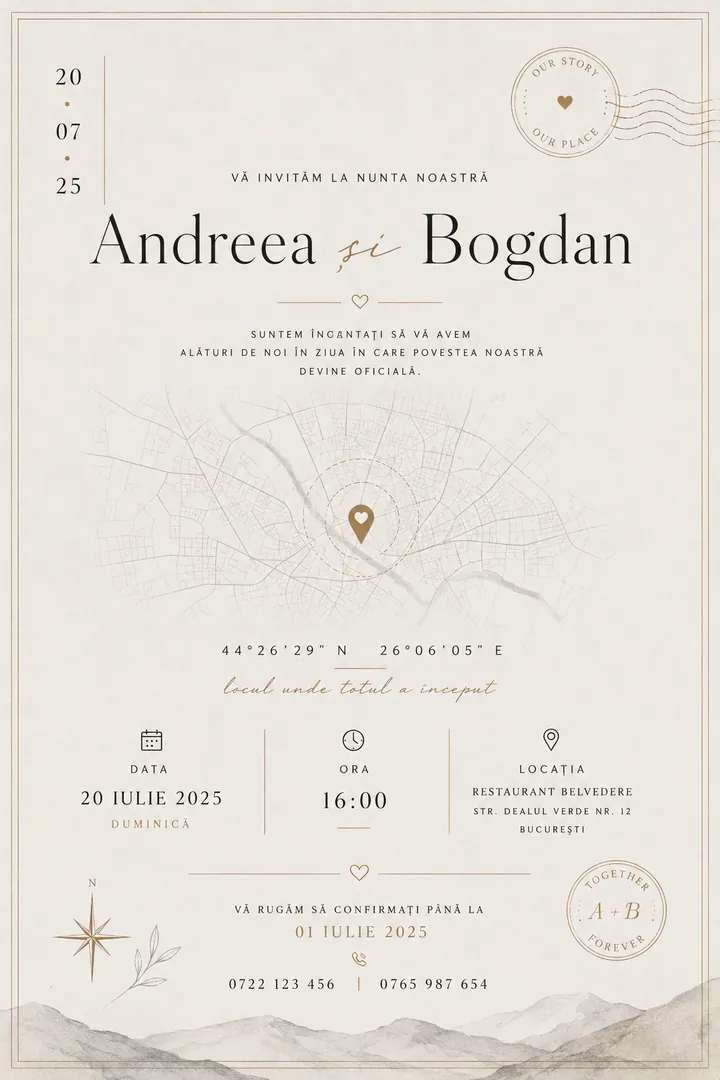 Invitație digitală The Coordinates — Nuntă