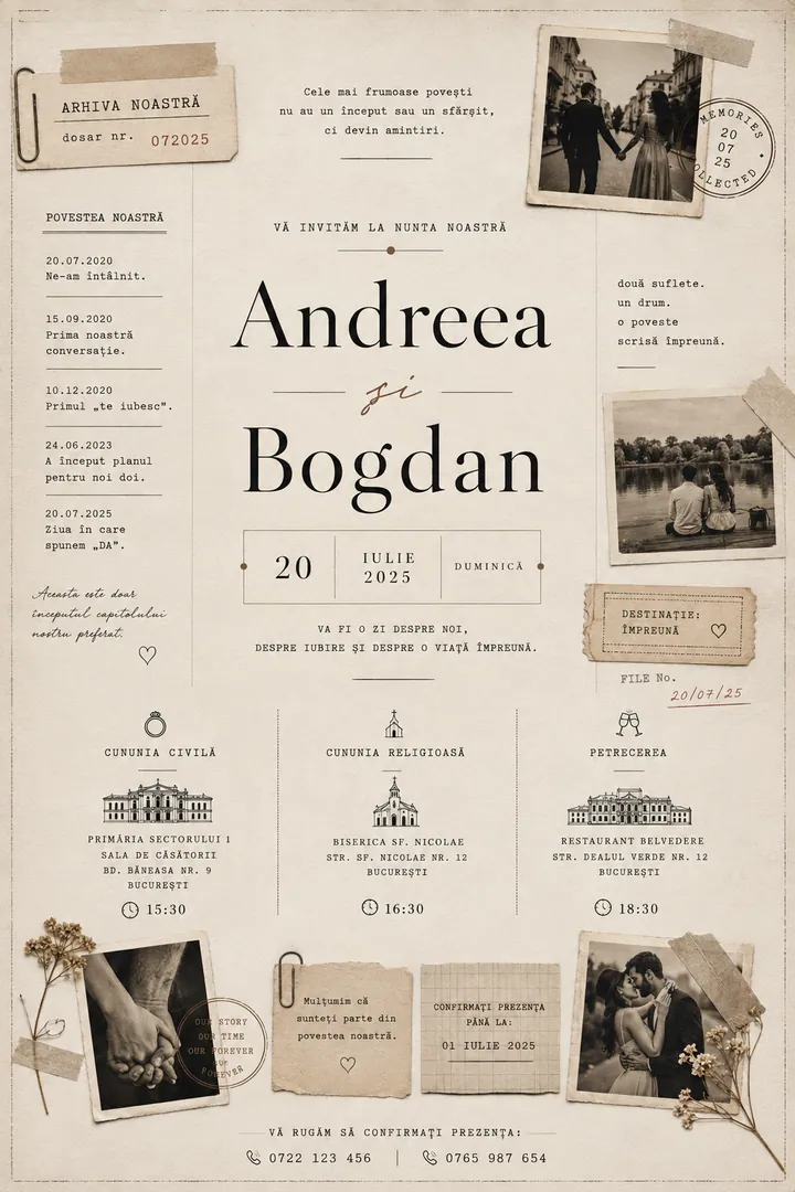 Invitație digitală The Love Archive — Nuntă