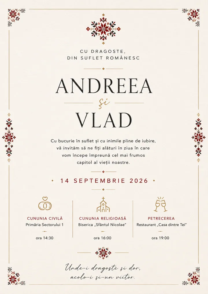 Invitație digitală Tradiție Simplă