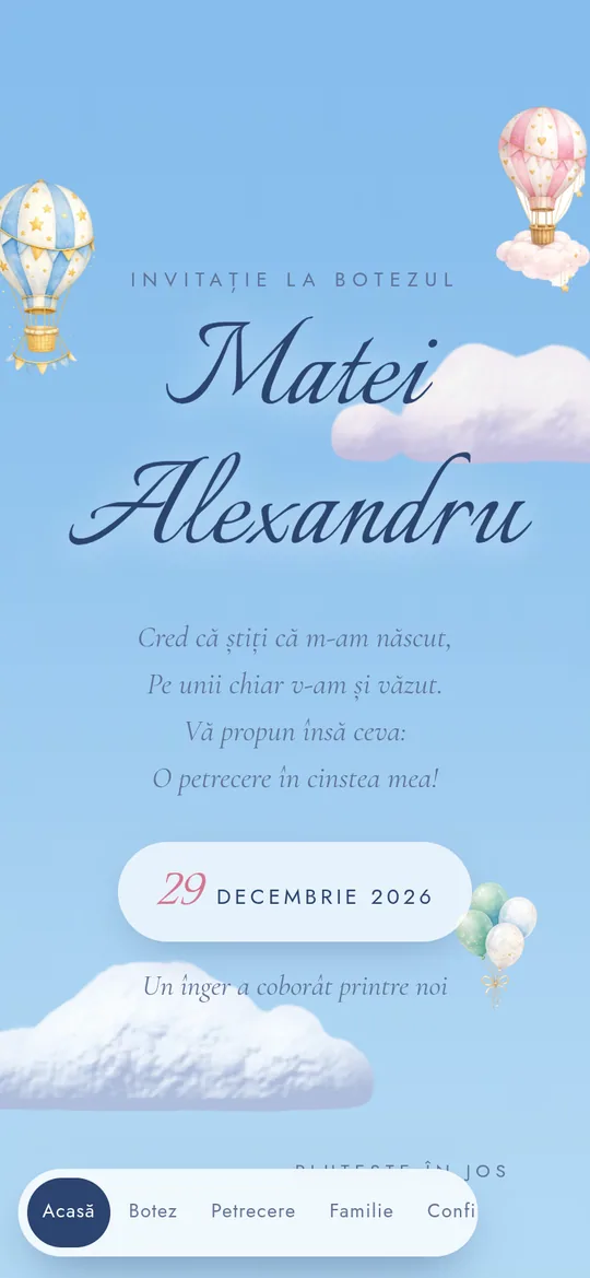 Invitație online Cloud Nine