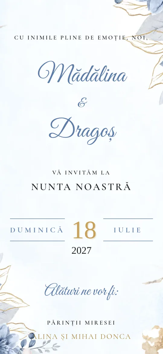 Invitație online Powder Blue Romance