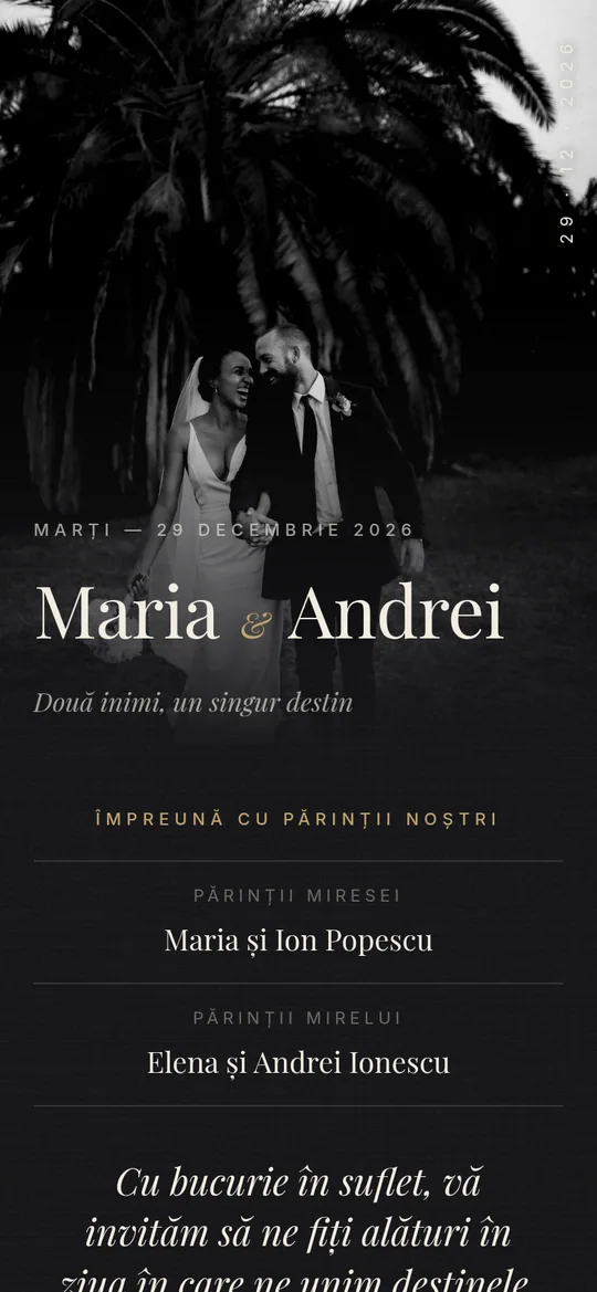Model de invitație Nuntă — Black Tie