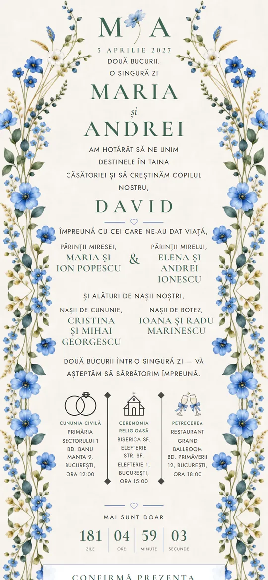 Invitație Blue Botanica