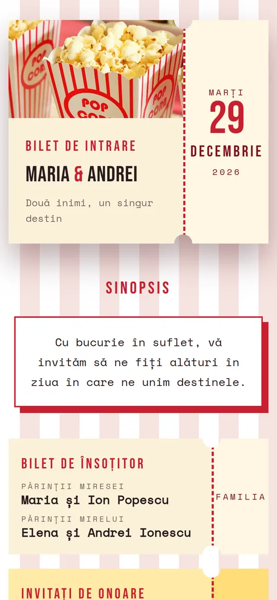 Invitație online Cinema Ticket