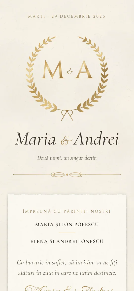 Invitație online Golden Monogram