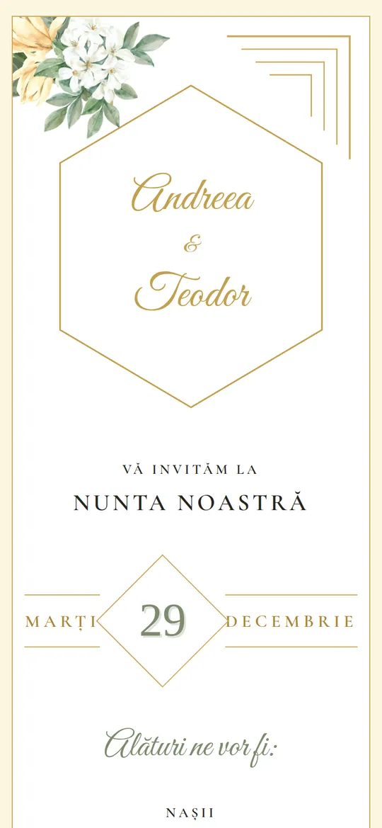 Invitație online Golden Magnolia