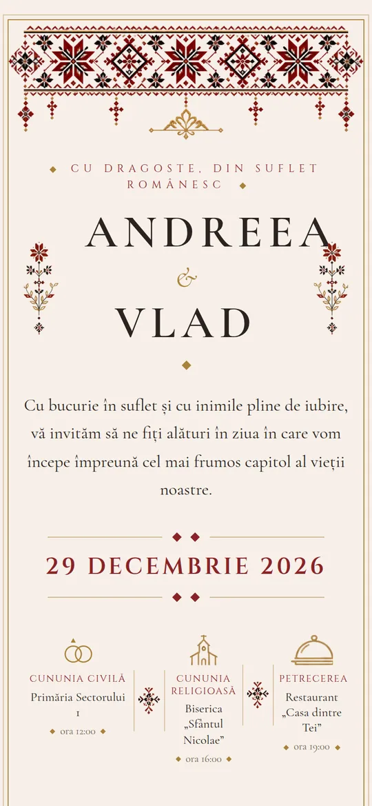 Invitație online Suflet Românesc