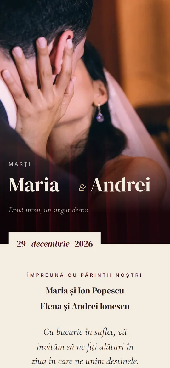 Model de invitație Nuntă — Velvet Night